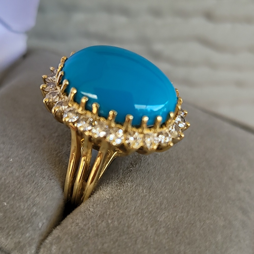 18k Vintage Torguise Sleeping Beauty Gemstone Ring - Picture 3 of 7